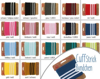 Opry Cuff Strickbündchen gestreift verschiedene Farben // Grobstrick - Bündchen / Fertigbündchen