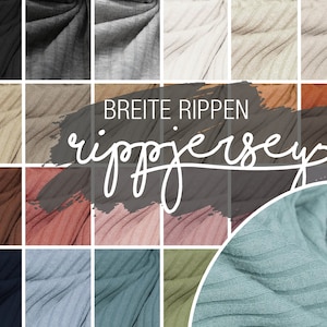 6,75 EUR/0,5m /// Breite Rippen Ribjersey / Rippjersey / Rippstoff / Rippenjersey / Jersey rib / Ribstrick Ökotex - verschiedene Farben