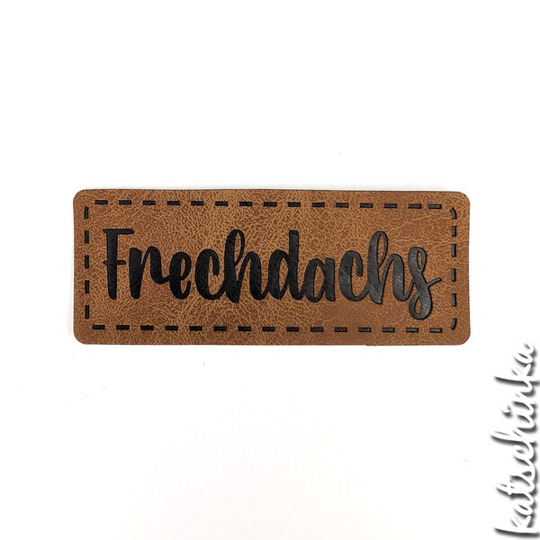 Kunstleder Label aufbügelbar / Aufnäher  - Frechdachs, Handmade, Etiketten, Kunstleder-Labels | Kleidungsetiketten  | DIY | Iron on