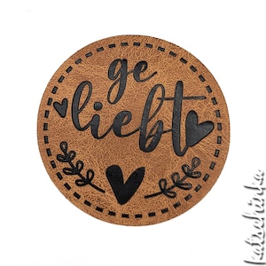 Kunstleder Label aufbügelbar / Aufnäher  - geliebt, Handmade, Etiketten, Kunstleder-Labels | Kleidungsetiketten  | DIY | Iron on