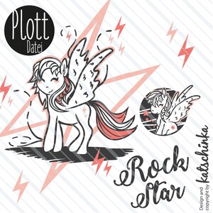 Miss Thunder - Plottdatei zum selber plotten, Pony Einhorn, Pferd