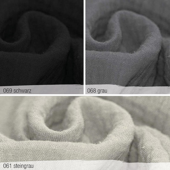 Musselin Stoff Uni – 100% Baumwolle 1/2 Meterware Oeko-Tex® Kl. 1 Double Gauze für Kleidung & Accessoires Baby & Kinder geeignet | Bastelbedarf