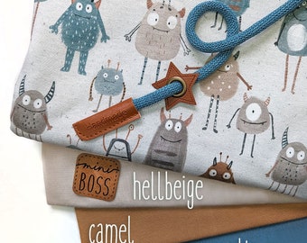 Stoffpaket Monstergangs Bio Jersey 0,5 m mit passenden Bündchen 0,25m