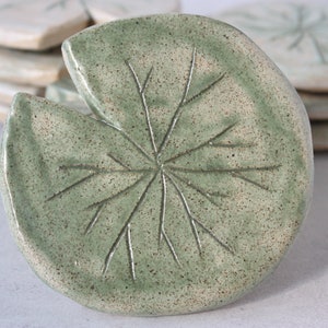 Ceramic Lily Pad Coster - Art Deco Green (silver accent)