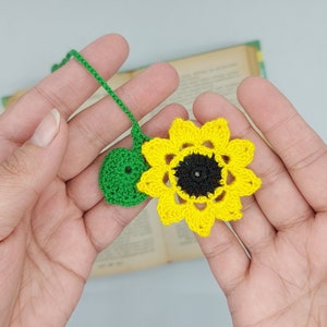 Handmade häkeln Lesezeichen Sonnenblume , Lesezeichen häkeln - Book Club Accessories - Buchliebhaber Geschenk