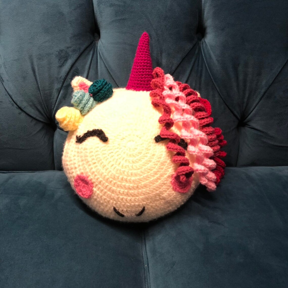 Crochet Unicorn Pillow made to Order Etsy