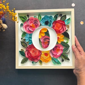 Monograma O, Iniciales del nombre, Arte floral en papel, Arte mural de la A a la Z, Regalo de Acción de Gracias, Regalo de Halloween, Regalo de cumpleaños, Oferta del mes de mayo, Letrero con nombre