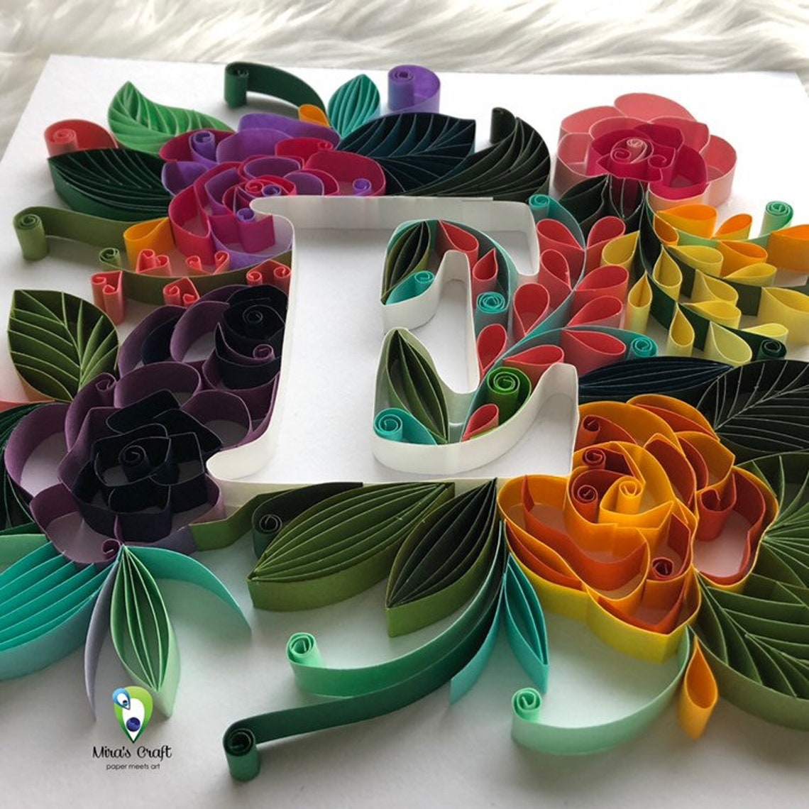 Quilling Personalized E Letters A to Z Wall Art / Wall Decal Etsy