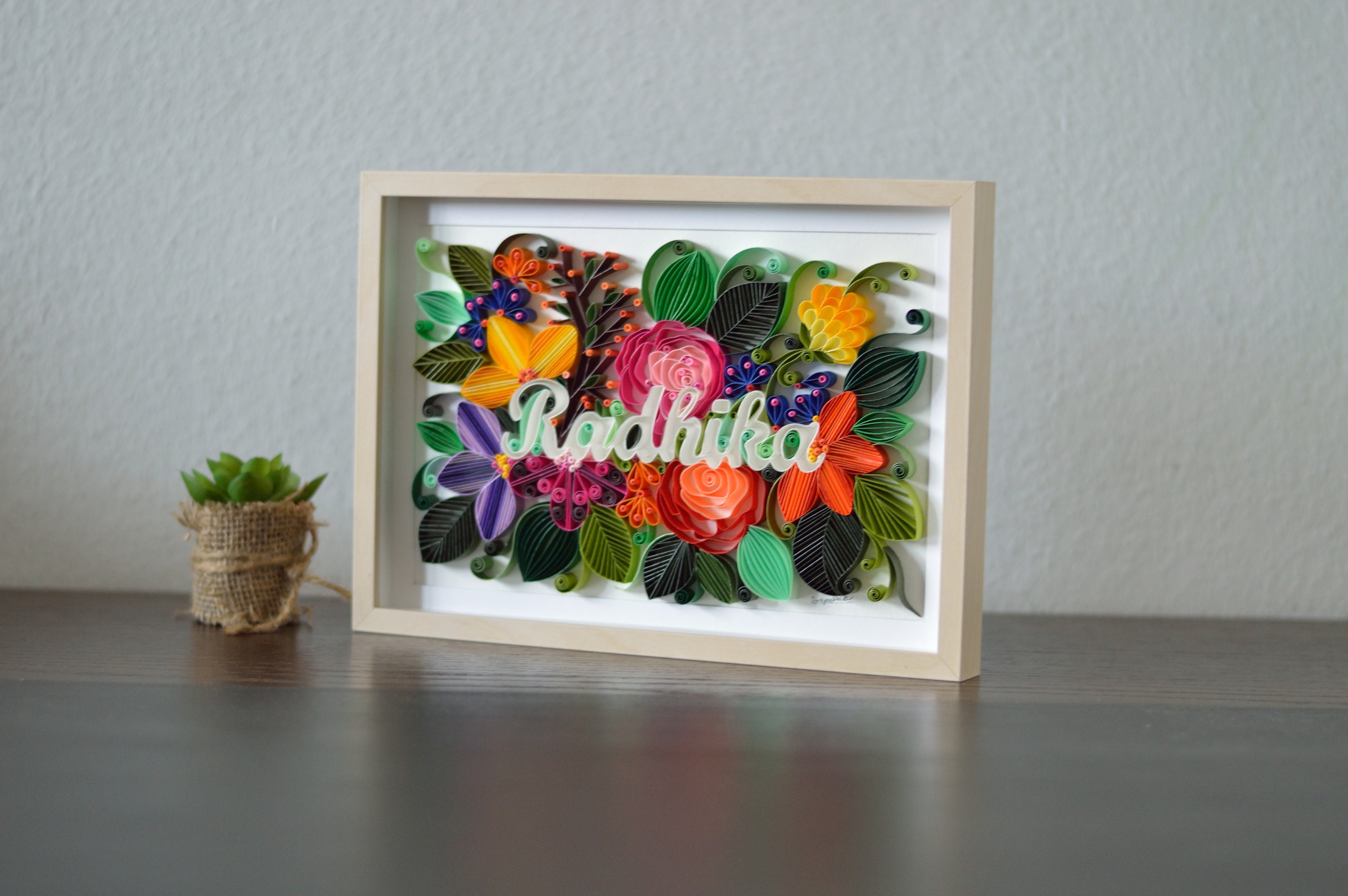 Quilling Name Frame Home Decor / Baby Shower Gift for Her /him Quilled