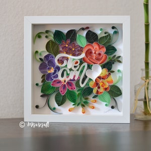 Marco de Quilling 'Te amo' - Te amo - Arte de amor para el día de San Valentín, regalo para ella, regalo de pareja - Arte de papel 3D, decoración de amor con quilling, regalo de amistad