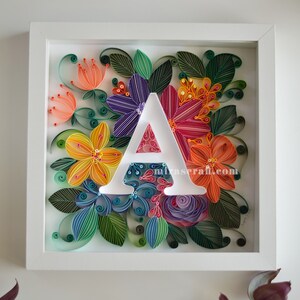Schönes botanisches Alphabet, tropisches Laub, personalisierter Buchstabe mit Blumenmuster, Ostergeschenk, Geburtstagsgeschenk, Name gerahmtes Monogramm-Alphabet