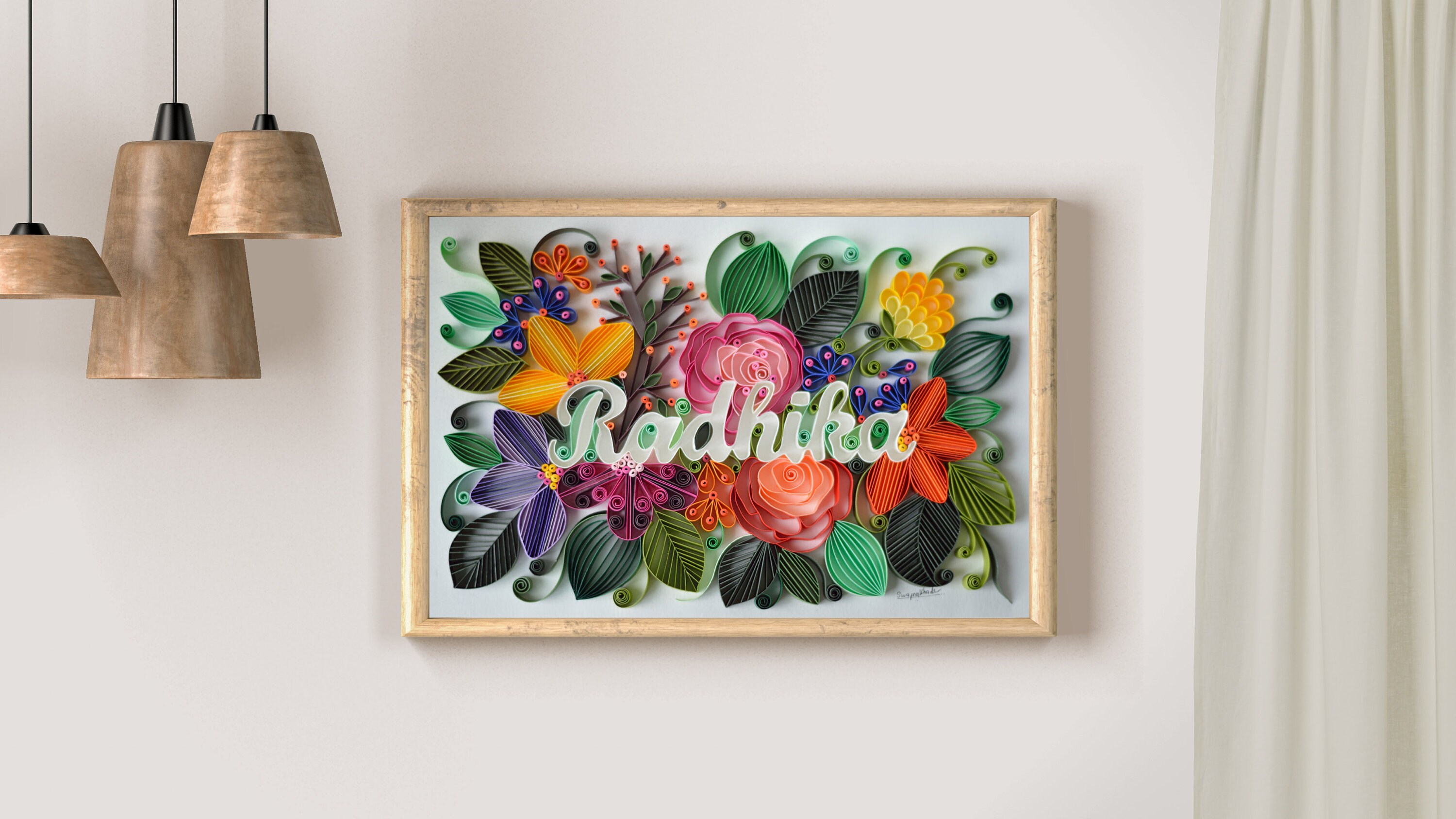 Quilling Name Frame Home Decor / Baby Shower Gift for Her /him Quilled