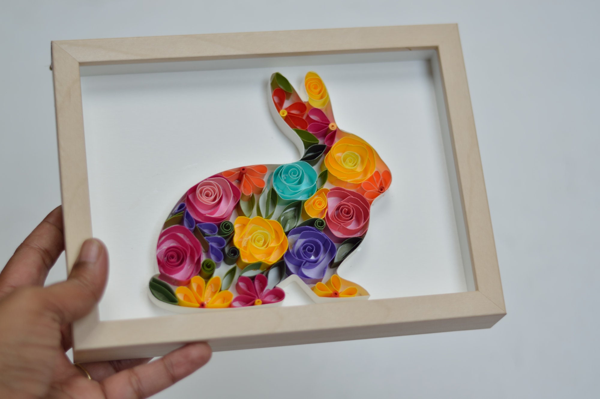 Rabbit quilling Art Ester art Kids Room Decor Animal Wall Etsy