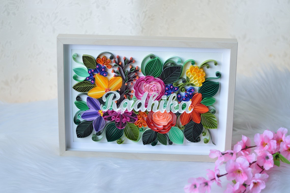 Quilling Name Frame Home Decor / Baby Shower Gift for Her Etsy