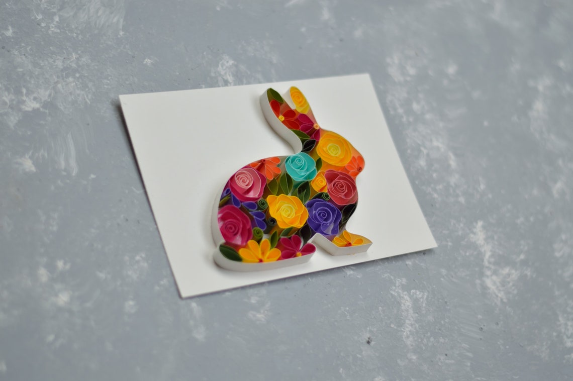 Rabbit quilling Art Rabbit art Kids Room Decor Animal Wall Etsy