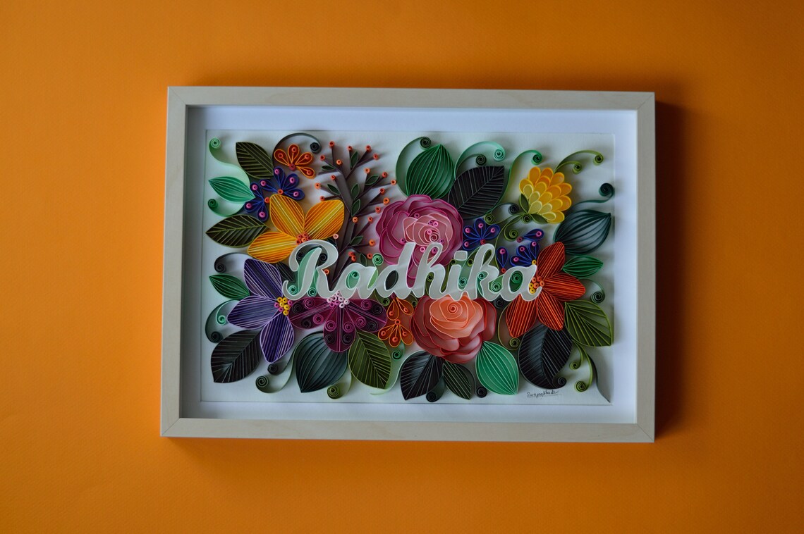 Quilling Name Frame Home Decor / Baby Shower Gift for Her Etsy