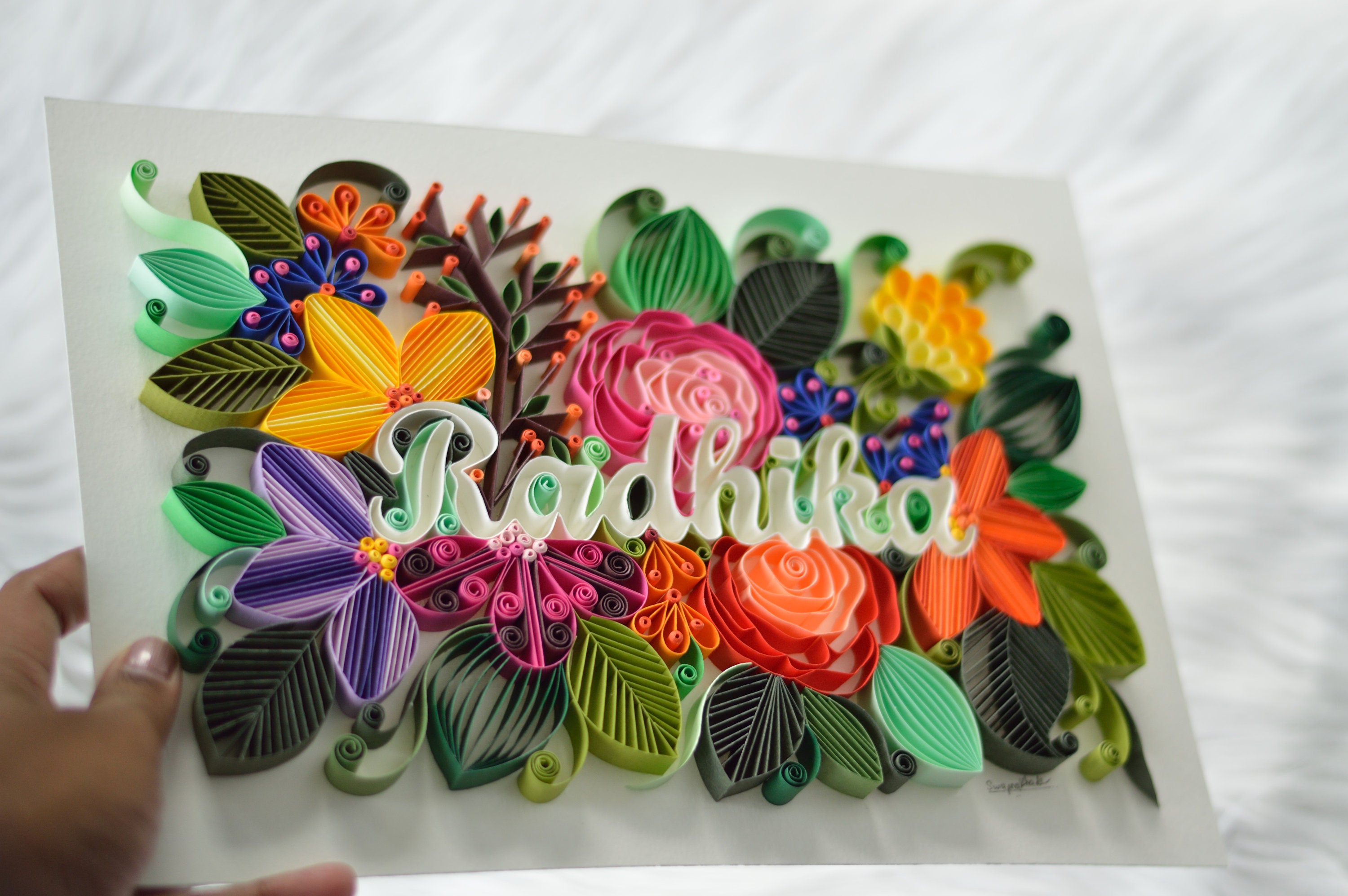 Quilling Name Frame Home Decor / Baby Shower Gift for Her /him Quilled