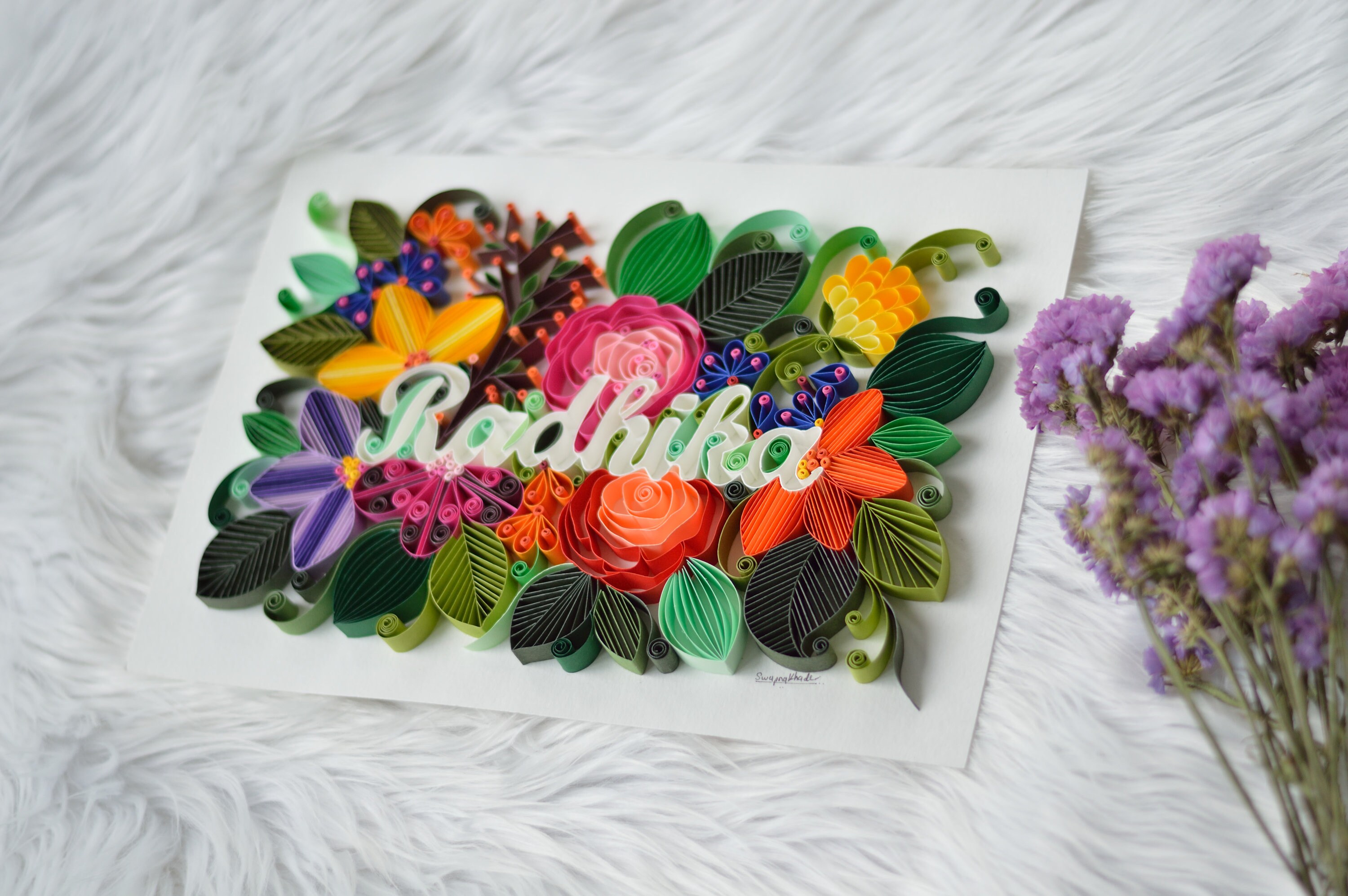Quilling Name Frame Home Decor / Baby Shower Gift for Her /him Quilled