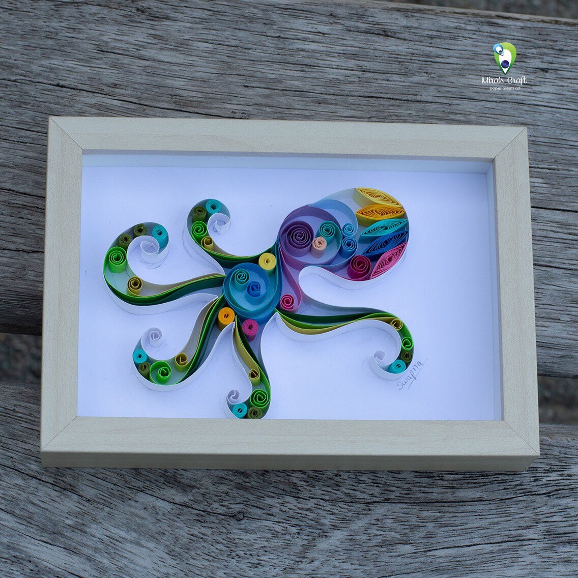 Quilled Wall art Colourful Octopus Unique gift for Etsy