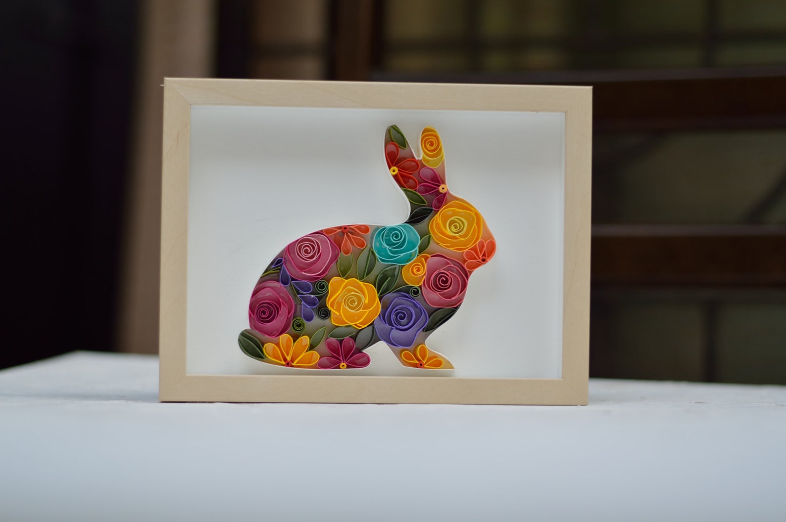 Rabbit quilling Art Ester art Kids Room Decor Animal Wall Etsy