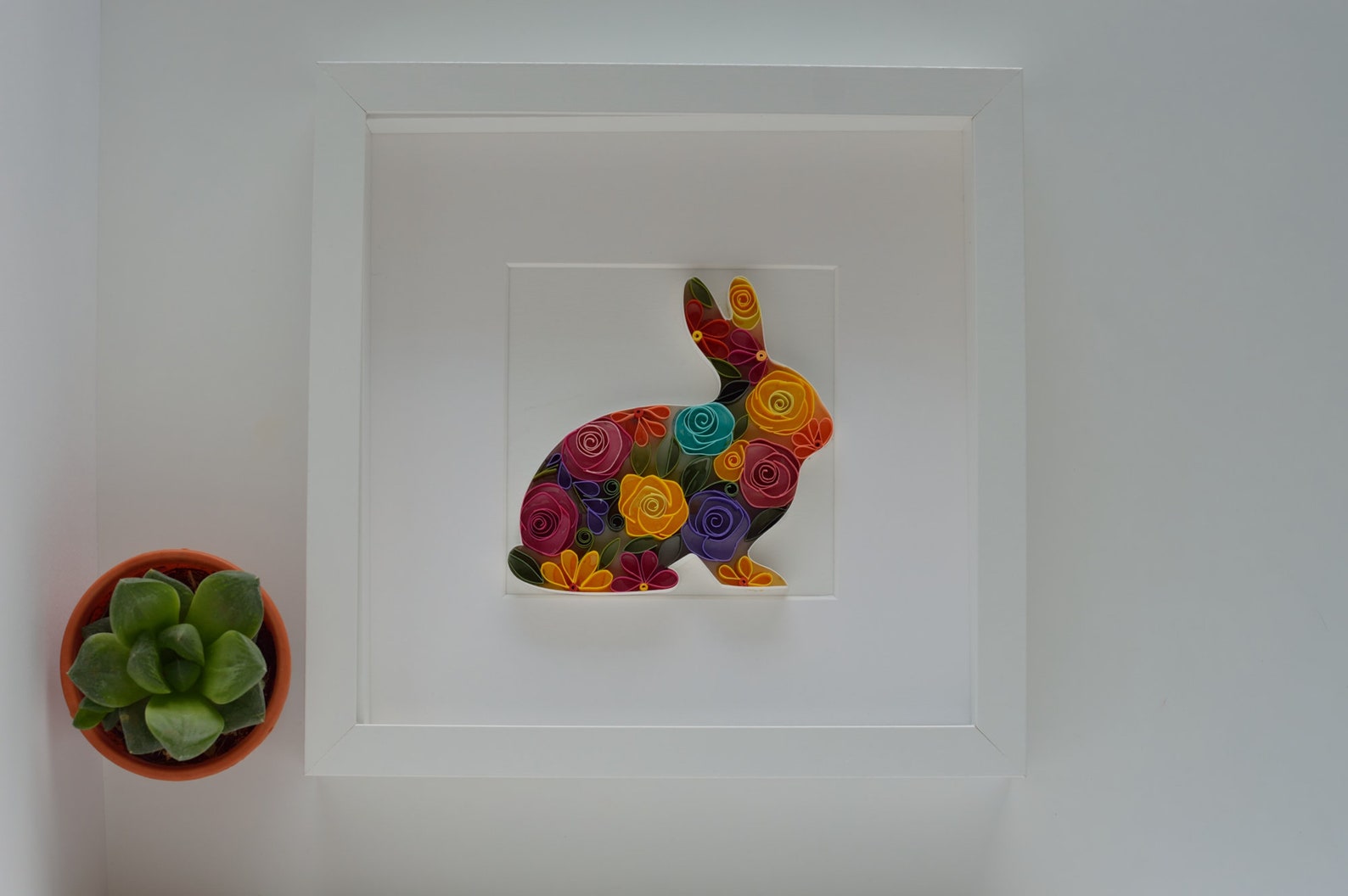 Rabbit quilling Art Ester art Kids Room Decor Animal Wall Etsy