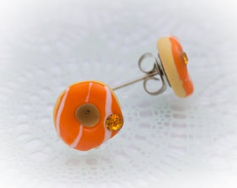 Orange GlitterStone Donut Studs