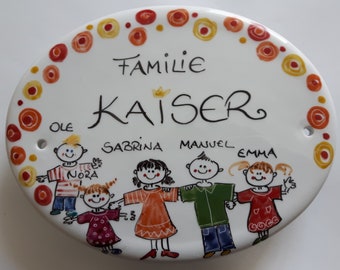 Naambord familie Midi decoratieve stippen Rood Ora