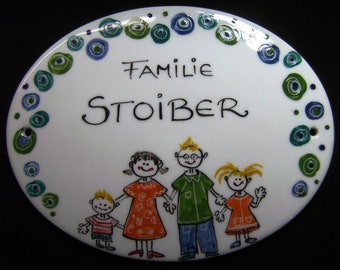 Türschild  FAMILY -XL-  245 x 180 mm  "BOBBEL blau-grün"