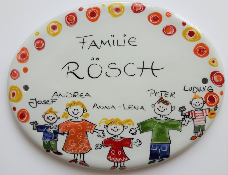 Türschild FAMILYNAME S 155 x 115 mm BOBBEL rot orange Bild 3