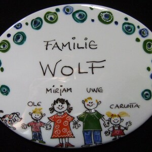 Deurteken FAMILYNAME -XL- 245 x 180 mm "BOBBEL blauwgroen"