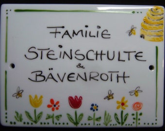 Door sign "meadow" with beehive or  "tulip" square