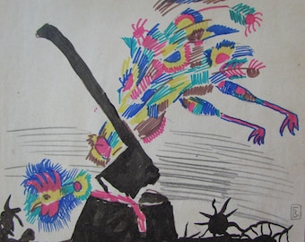Rooster drawing,cock drawing, Fighting Rooster, an ax drawing