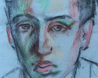 Portret mężczyzny, Rysunek portretu mężczyzny w stylu vintage, Portret młodego mężczyzny, Portret w stylu vintage, Malarstwo portretowe