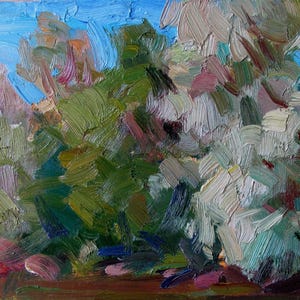 Trees on the riverbank, River landscape, Summer landscape, Ukrainian landscape, Plein Air Painting, River art, Morning river