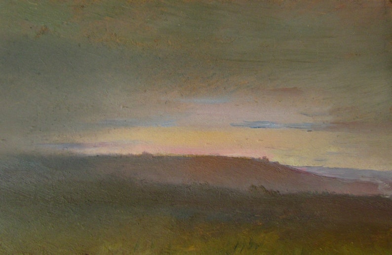 Sunset painting Evening sunset sky painting Ukranian painting Sunset sky summer landscape Evening painting horizon art