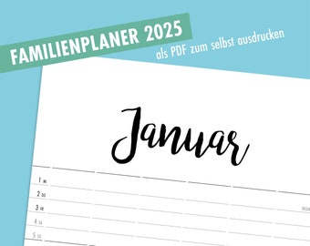 Familienkalender 2025 zum Ausdrucken als PDF