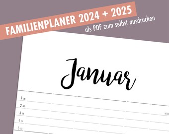 Familienkalender 2024 + 2025 zum Ausdrucken als PDF