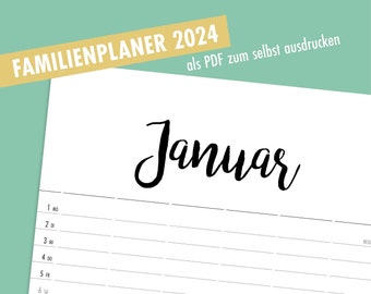 Familienkalender 2024 zum Ausdrucken als PDF
