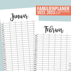 Familienkalender 2022 2023 zum Ausdrucken als PDF - Etsy.de