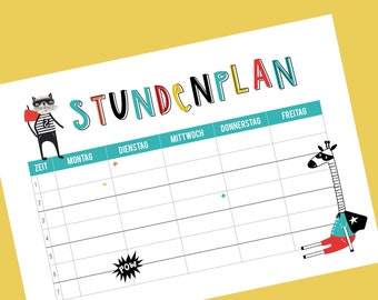 Stundenplan zum ausdrucken // PDF + Word-Datei