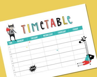 printable TIMETABLE // PDF + Word File