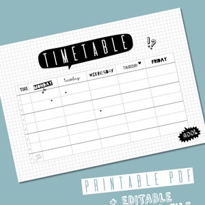 printable TIMETABLE // PDF + Word File