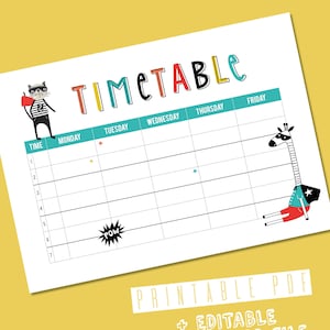 printable TIMETABLE // PDF + Word File
