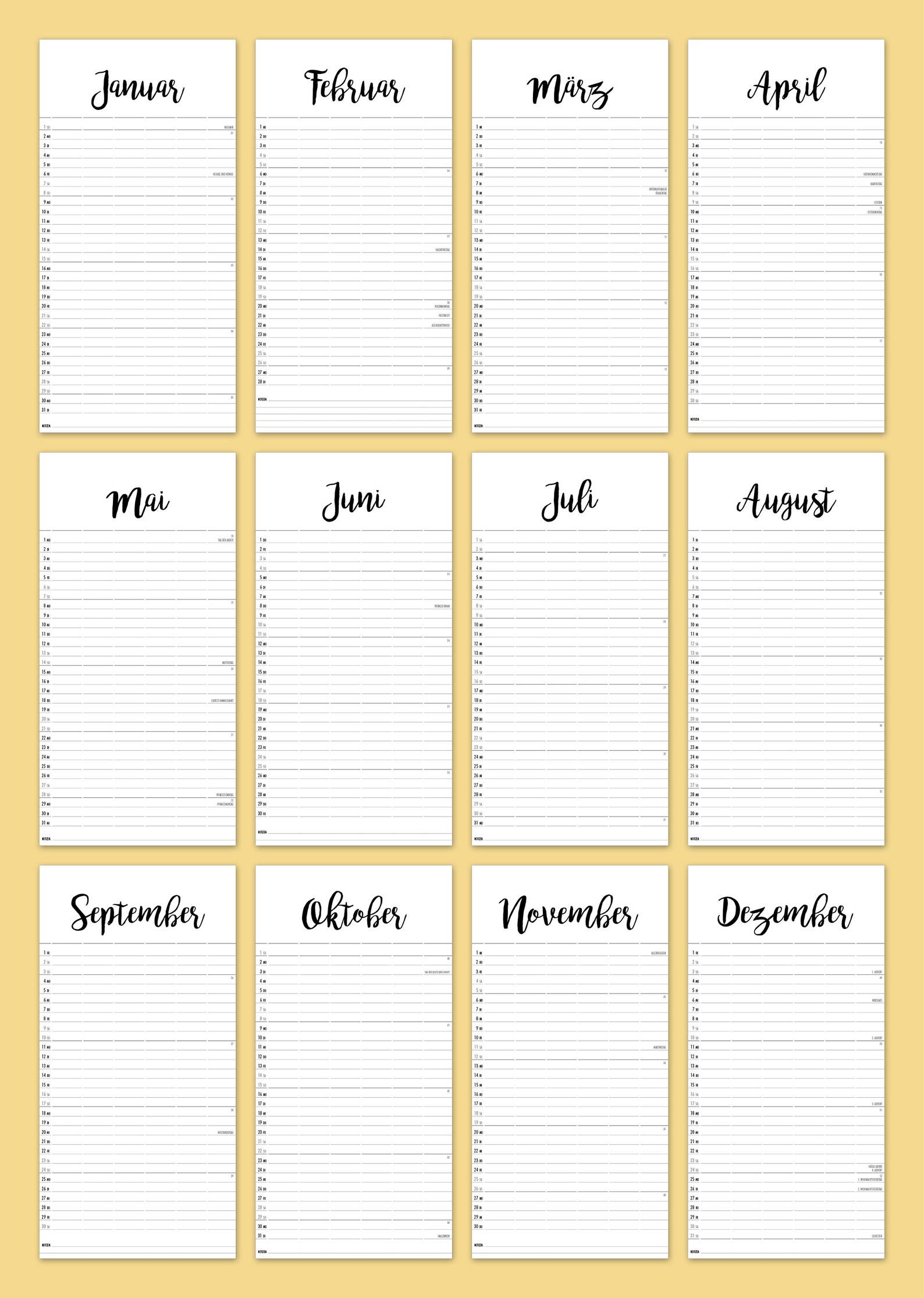 Familienkalender 2023 zum Ausdrucken als PDF - Etsy.de