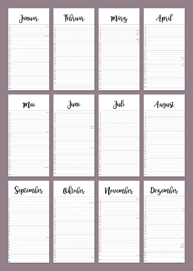 Family Calendar 2024 2025 to Print as PDF Etsy