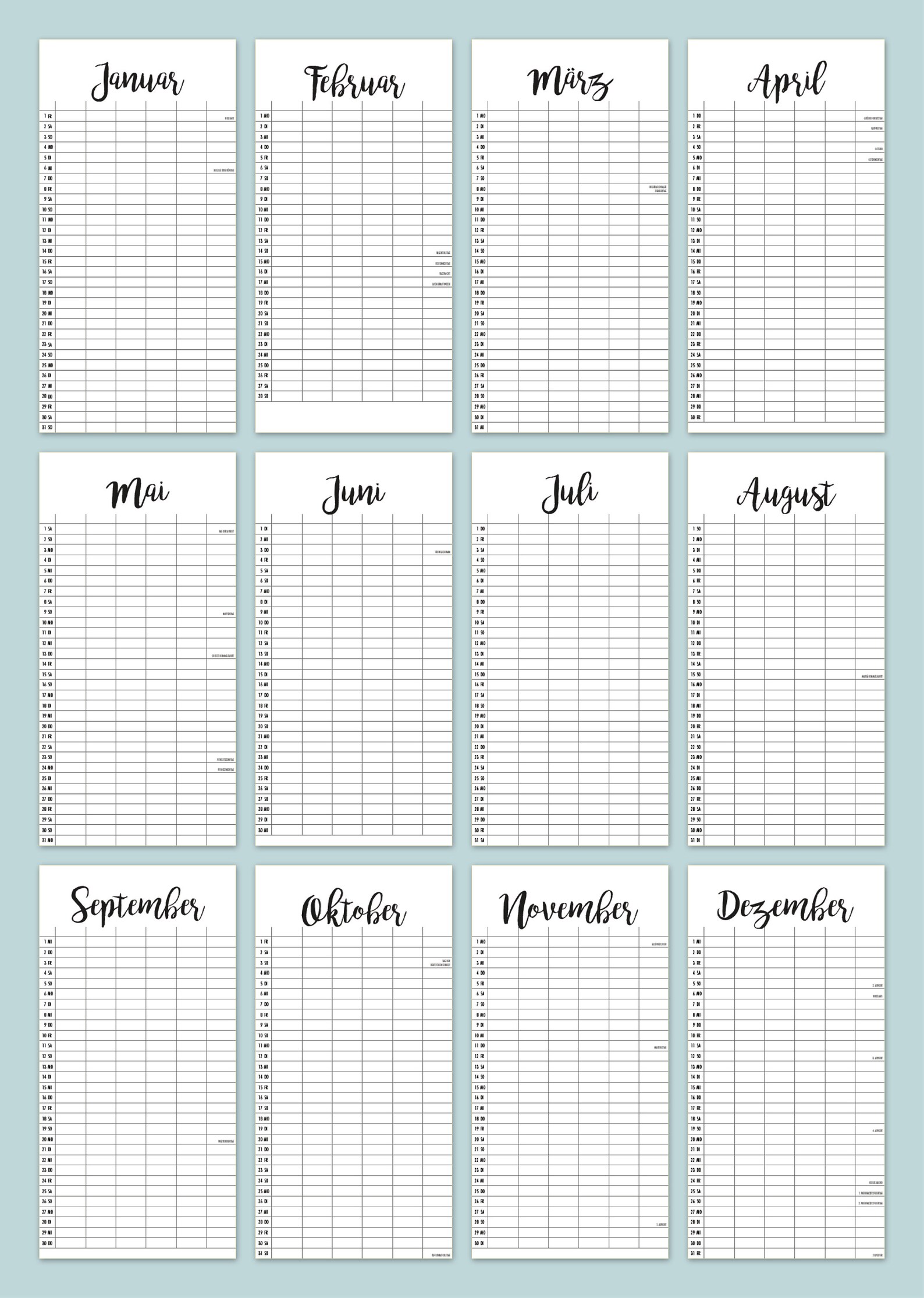 Familienkalender 2022 2023 zum Ausdrucken als PDF - Etsy.de