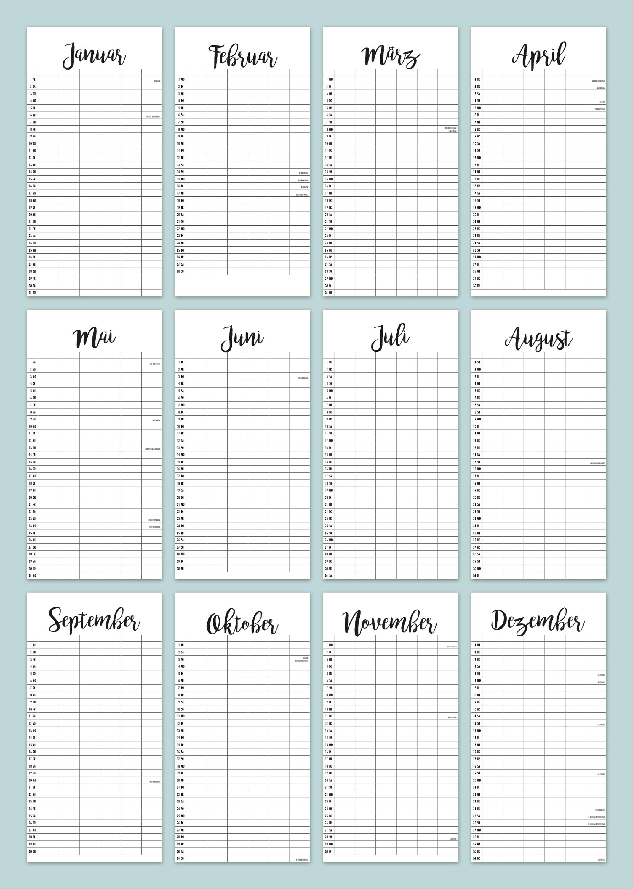 Familienkalender 2022 2023 zum Ausdrucken als PDF - Etsy.de
