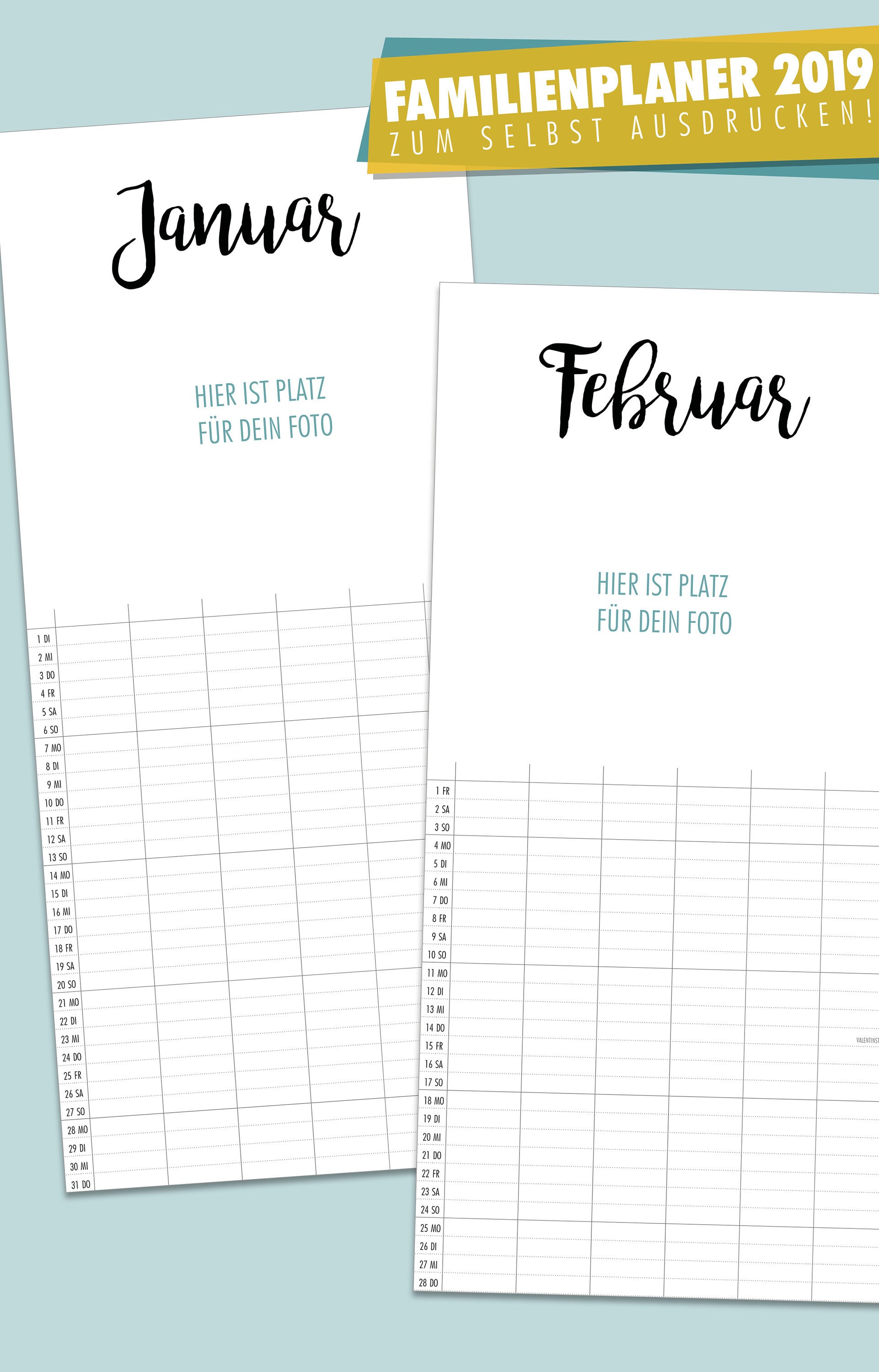 Foto-Familienkalender 2019 zum Ausdrucken als PDF | Etsy