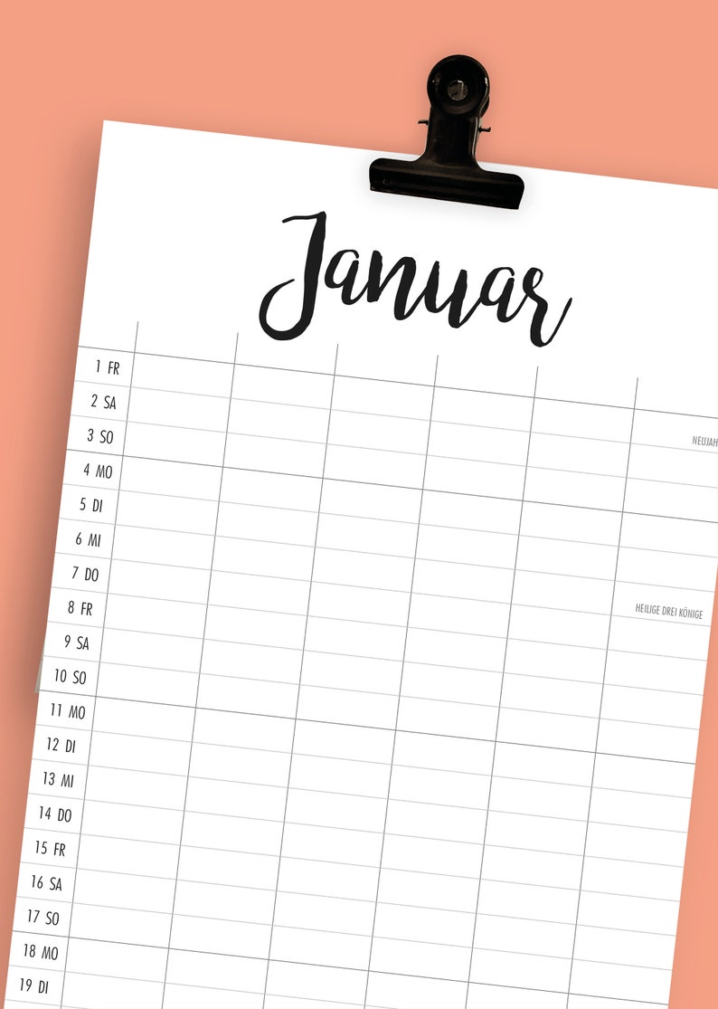 Familienkalender 2020 zum Ausdrucken als PDF | Etsy