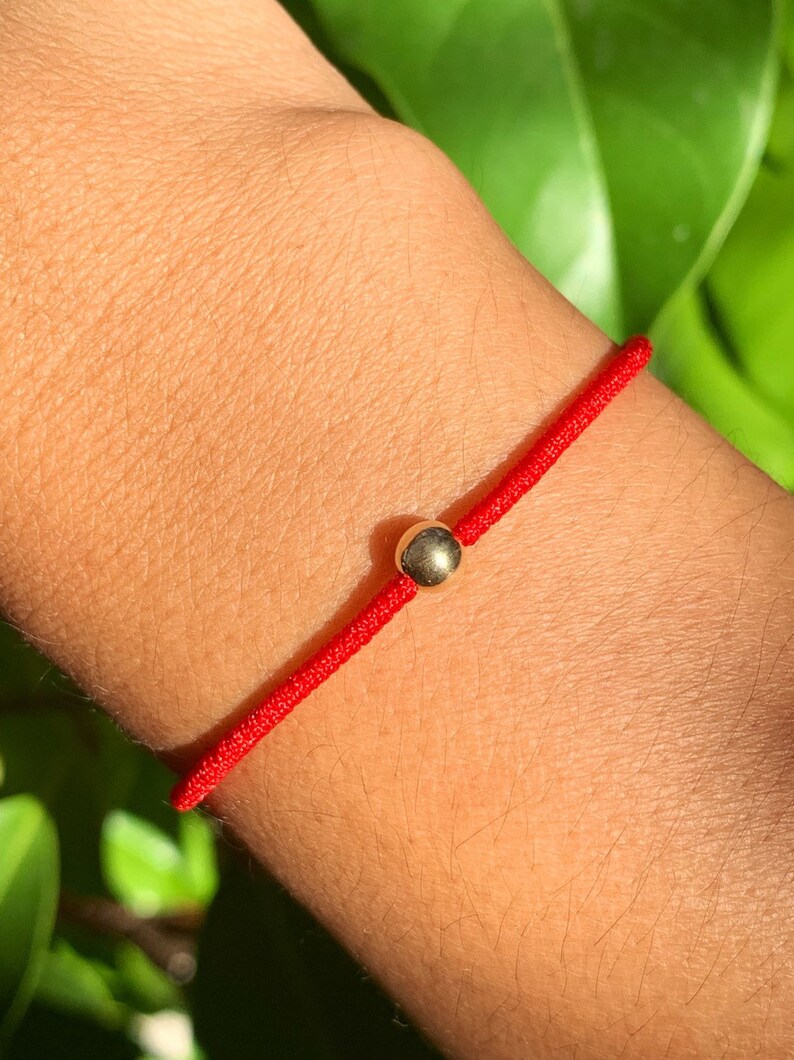Red String Wrap Bracelets Dainty Bracelet Lucky Friendship Bracelets Single 14K Gold Filled Seamless Bead Lucky Red Bracelet